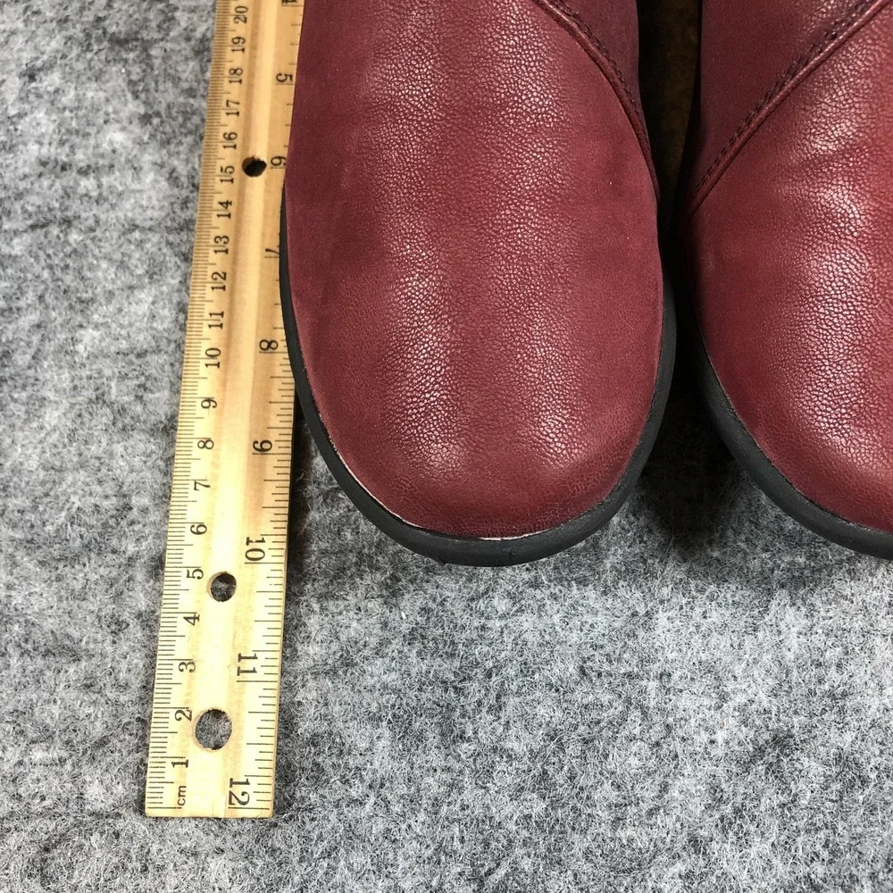 Clarks Cloudsteppers Ankle Boots Womens 8 M Red Leather Side Zip Comfort Booties